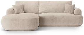 Coltar extensibil stanga 5 locuri, modular, cu lada depozitare, Ella, Micadoni Home, 271x174x94 cm, tesatura structurata chenille, bej sand