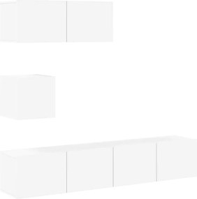 vidaXL Set dulap TV, 4 piese, alb, lemn prelucrat