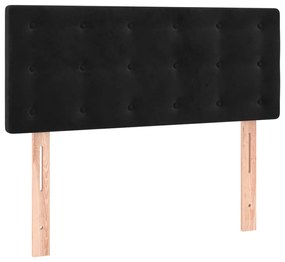 Pat box spring cu saltea, negru, 100x200 cm, catifea Negru, 100 x 200 cm, Nasturi de tapiterie