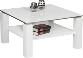 Masuta cafea Romy mini, alb lucios, PAL melaminat, 75x75x41 cm