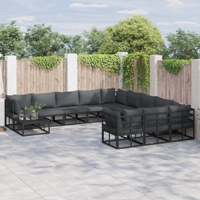 vidaXL Set de canapele pentru grădină 11 pcs Negru 70 x 70 x 32 cm
