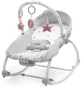 Baby Mix Scaun balansoar multifuncțional pentrucopii Stars roz, 80 x 40 x 70 cm