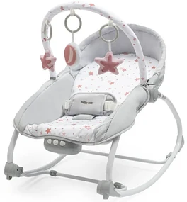 Baby Mix Scaun balansoar multifuncțional pentrucopii Stars roz, 80 x 40 x 70 cm