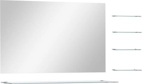 vidaXL Oglindă de perete cu 5 rafturi, argintiu, 100 x 60 cm