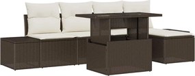 vidaXL Set de canapele pentru grădină 6 pcs Maro Rattan poli