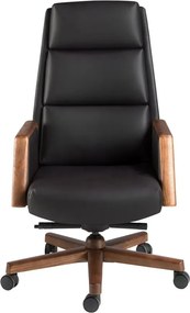 Scaun de birou modern piele sintetica si lemn Black