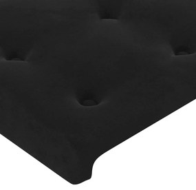 Pat cu arcuri, saltea si LED, negru, 180x200 cm, catifea Negru, 180 x 200 cm, Nasturi de tapiterie