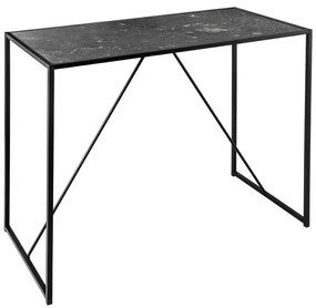 Masa din bar design industrial Slim Line 120cm, negru efect de marmura