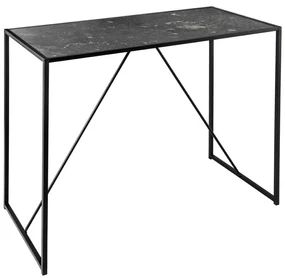 Masa din bar design industrial Slim Line 120cm, negru efect de marmura