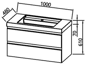 Set mobilier baie (masca suspendata cu 2 sertare si lavoar) Kolpa San Harmony 100x48xH61, stejar natur