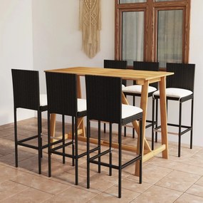 3067960 vidaXL Set mobilier bar de grădină cu perne, 7 piese, negru