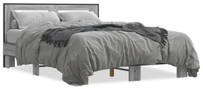 3280120 vidaXL Cadru de pat, gri sonoma, 120x190 cm, lemn prelucrat și metal