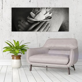 Tablou - Lotus în mâinile lui Buddha (120x50 cm)