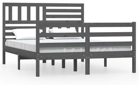 3101070 vidaXL Cadru de pat, gri, 140x190 cm, lemn masiv