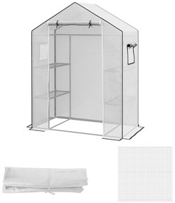 Outsunny Husă de înlocuire pentru seră de grădină 140 x 73 x 190 cm cu fereastră, ușă anti-UV pentru grădină - Alb | Aosom Romania