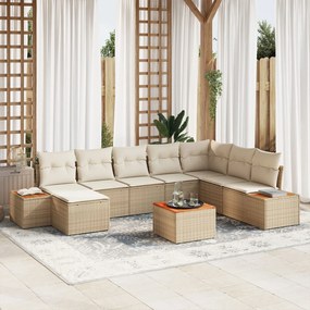 vidaXL Set de canapele pentru grădină cu pernă 9 pcs Bej Rattan poli