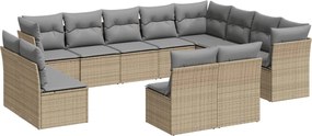 vidaXL Set canapele de grădină cu perne, 12 piese, bej, poliratan
