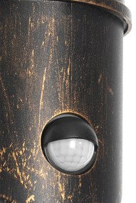 Aplică de perete pentru exterior aur antic IP54 cu senzor de mișcare - Kiki