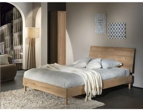 Pat Dublu Forrest Oak, 160x200 cm, din Lemn Masiv de Stejar, Natur – Vipack