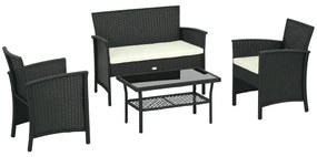 Outsunny Set de Mobila de Gradina din Ratan PE cu Canapea | Aosom Romania