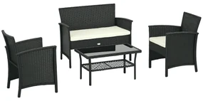 Outsunny Set de Mobila de Gradina din Ratan PE cu Canapea | Aosom Romania