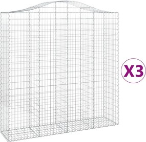 vidaXL Coșuri gabion arcuite, 3 buc 200x50x200/220 cm, fier galvanizat