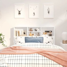 Tăblie de pat cu dulap, alb extralucios, 120x19x103,5 cm