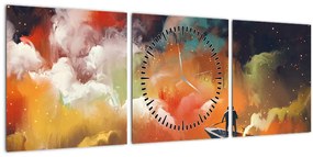Tablou - Om navigând prin spațiu (cu ceas) (90x30 cm)