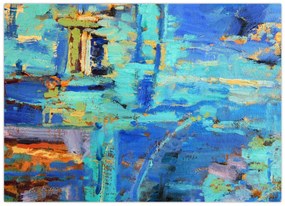 Tablou pe sticlă - pictură abstractă în ulei (70x50 cm)
