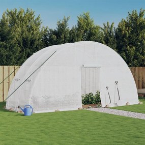 vidaXL Seră cu cadru din oțel, alb, 12 m², 6x2x2,85 m