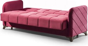 Canapea extensibila cu lada de depozitare living 215x85x90 cm – stofă, roz bordo (trandafiriu)– Roza