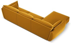 Colțar galben muștar cu tapițerie din catifea (cu colț pe partea stângă, cu șezlong) Vanda – Mazzini Sofas