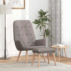 vidaXL Scaun de relaxare cu taburet, gri taupe, textil