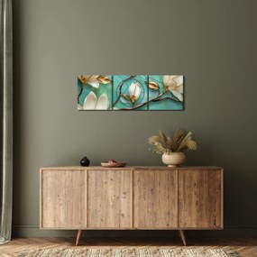 Tablou - Magnolii 3D (cu ceas) (90x30 cm)