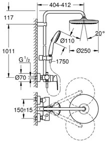 Coloana de dus Grohe Tempesta 250 finisaj crom lucios