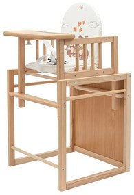 Scaun de masa, New Baby, 2 in 1, Transformabil in masuta si scaun, Din lemn, Inaltime 93 cm, Victory Natur