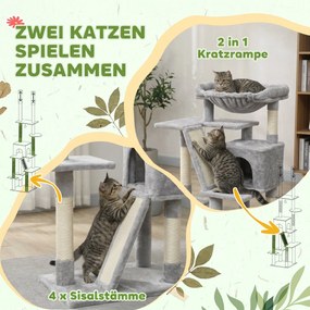 PawHut Copac zgârietoare de tavan cu înălțime ajustabilă 225-255cm Gri deschis | Aosom Romania