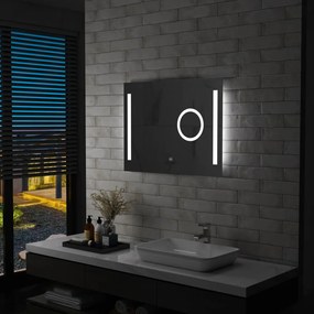 vidaXL Oglindă cu led de perete de baie cu senzor tactil, 80 x 60 cm