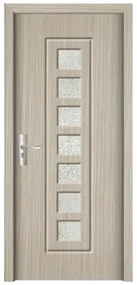 Usa Interior din MDF Novo Doors ND236, Cadru din Lemn Masiv, Geam Sablat, KIT COMPLET, Toc , Manere si balamale incluse (Culoare: Crem, Dimensiune: