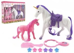 Cal unicorn de pieptănat cu mânz plastic cu accesorii