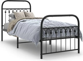 vidaXL Cadru pat metalic cu tăblii de cap/picioare, negru, 80x200 cm