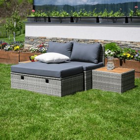 Set rattan de grădină DEBRA, gri/natural/crem