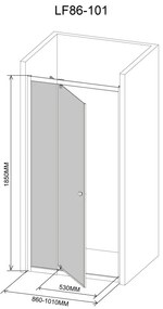 Ușă de duș reglabilă flexibilă 86-101x185 cm