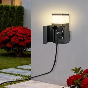 Brilagi - Aplică de exterior PILLAR cu priză Schuko, 1xG9/11W/230V, IP44, antracit
