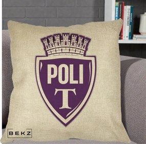 Perna Personalizata Poli Timisoara Fotbal, 40x40 cm, Crem, Husa Detasabila, Perna Inclusa, BEKZ®