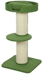 PawHut Copac pentru Pisici 91 cm Copac de Joaca cu Pat pentru Pisici, Platforma acoperita cu lana de oaie Verde | Aosom Romania