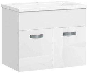 Kleankin Dulap de Baie Suspendat cu Chiuvetă, Dulap cu 2 Uși cu Chiuvetă și Balamale Amortizate, 61x40x50 cm, Alb Lucios | Aosom Romania