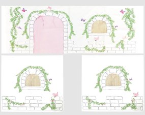 Pat copii supraînălțat Vanessa cu husă Castel Birdy pentru copii – Vipack [Dimensiuni: 208x98x114 cm]