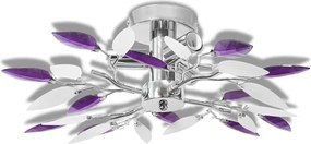 vidaXL Lustră cu frunze cristal acrilic, alb/violet, pentru 3 becuri E14