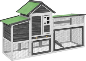 vidaXL Coteț de găini, gri, 186,5x58,5x113 cm, lemn masiv de pin